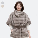 이탈리아 폰타니 여자 밍크 퍼 자켓 울 헤어 니트 콤비 벨트 여자 하프코트 : 탑밍크 TOPMINK