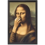 재미있는 욕실 아트 8X10인치 블랙 프레임 유머 모나리자 홀딩 포스터 빈티지 기발한 화장실 사진 캔버스 프린트 화장실을 위한 보호 장식이... 