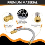 핏 볼 밸브 온수기 커넥터, 푸시 투 커넥트 3/4인치 x 3/4인치 FIP, 스테인리스 스틸 플렉시블 히터 호스(HOES037) 1 12 Inch : 한바퀴바잉