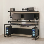 프로몬스터 컴퓨터책상 확장형 게이밍책상 1인용 2인용 pc방 책상 1200x700mm, 블랙 : 상도가구