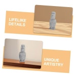 가정 정원 장식 데스크톱 책장 독특한 풍경 효과를 위한 INOOMP 2Pcs 모아이 머리 조각상 사실적인 추상 얼굴 : 세라917