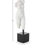 데코 79 폴리스톤 사람들 장식 조각 홈 조각상, 블랙 스퀘어 베이스, 액센트 피규어 5인치 x 17인치, 크림 13 x 8 x 20 : 세라917