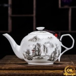 CHANSHOVA-중국 청색과 흰색 얇은 도자기 주전자 고용량 320ml 1L 세라믹 중국 복고풍 차 세트 H145 : 트레이드셀62