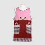 로사홈 어린이집 유치원 원피스 캐릭터 체크 곰돌이 앞치마 : 로사 홈