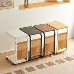 소파 테이블 팔걸이 트레이 쇼파트레이 쇼파보조테이블 사이드 쇼파 슬림 선반 원목 타원형블랙 거치대 블랙프레임_저장소 : 파비아노몰