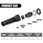 3MM 5MM 다이아 와이어용 변형 기능이 있는 케이블 글랜드 PG7 나일론 케이블 글랜드 방수 조인트 다양한 전기에 적합한 10개 PG9 : 바이모어즈