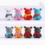 SCS 미니어처 곰돌이 인형 피규어 목도리 4.8cm C0164 [8색 택1] 공예데코 : 스마트추천스토어