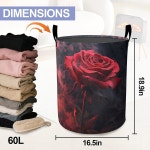 세탁 바구니-빨간 장미 접이식 방수 옥스포드 천 재미있는 토트백 세탁 바구니 빨래 바구니 옷 보관 양동이 정리함 욕실/세탁 보관함/침실 보관... 