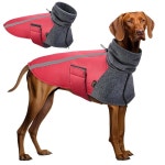 슬로우톤 겨울 도그 코트, 따뜻한 폴라 플리스 안감 도기 아웃도어 재킷과 터틀넥 스카프 반사 스트라이프 조절 가능 방수 방풍 강아지... 