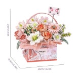 크리 에이 티브 시리즈 소녀 블록 휴대용 벽돌 모델 상자 바구니 빌딩 장미 선물 꽃다발 Pink With Box : 더셀라