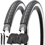 SIMEIQI 2팩 50.8cm x 4.4cm 20x1.75인치 자전거 50.8x4.4cm 20x1.75인치 화이트 타이어 및 튜브 밸브 32mm 내부 시티 교체 로드 50.8cm... 