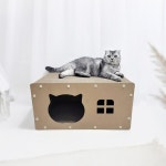 고양이 숨숨집 스크래쳐 우드 사각 하우스 수직 평판 : 펫트리츠
