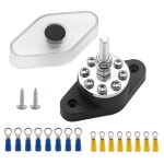 암퍼 M6 (1/4 ) 파워 디스트리뷰션 블록 버스 바 12V, 8개의 M4... 스터드 배터리 정션 포스트 터미널 W/커버(블랙) Black M6 : Darius002