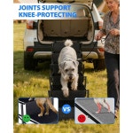 NRYDEPET 차량용 강아지 계단 5단 접이식 반려동물 계단, SUV, 트럭용, 높이 86.4-96.5cm(34-38인치), 미끄럼 방지 표면, 최대 68kg... 