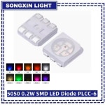 100pcs 5050 화이트/ 화이트/블루/그린/레드/옐로우 SMD/SMT LED smd 60MA 10 18LM 0 2W : 케이퀵커머스