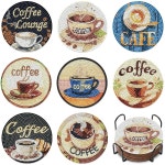 8PCS 커피 다이아몬드 아트 터 키트 DIY 도트 홈 오 컵 페인팅 터용 Cat : Nago