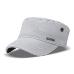 CACUSS 남성용 면 육군 모자 생도 모자 트럭 운전사 아빠 모자 밀리터리 플랫 탑 조절 가능한 빈티지 야구 모자 P0042_라이트 그레이 One... 