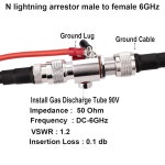 N형 낙뢰 차단기 남성부터 여성까지 6GHz 50옴, 90V 배출 튜브, 보호 차단기(남녀 6G) 1 Lightning arrestor 3G N : 포트비아하우스