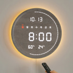 플라이토 백라이트 LED 벽시계 디지털 전자 거실 벽걸이 온습도 와이파이 터닝 플랫19cm : 지성아이엔씨