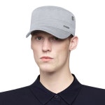 CACUSS 남성용 면 육군 모자 생도 모자 트럭 운전사 아빠 모자 밀리터리 플랫 탑 조절 가능한 빈티지 야구 모자 P0042_라이트 그레이 One... 