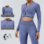 사용자 정의 로고 원활한 요가 세트 여성 피트니스 운동복 스포츠 체육관 높은 허리 레깅스 크롭 탑 : 나래 케어