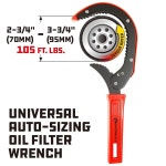 Powerbuilt 범용 자동 사이즈 오일 필터 렌치 - 7cm(2-3 /4인치)에서 9.5cm(3-3 /4인치) 필터에 적합, 스프링 장착 조, 스틸 구조, 편안함과... 