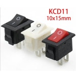 10PCS 푸시 버튼 스위치 10x15mm SPST 2Pin 3pin 3A 250V KCD11 On / Off 보트 로커 10MM  15MM 블랙 레드 & 화이트 : 반월공단상사