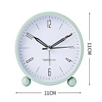 홈 nsuqoa 발광 사무실 경보 머리맡 소음 시계 침실 심플 금속 4인치 침대 원형 데스크톱 데코(c) 테이블 Black 1 : 그린어니언2