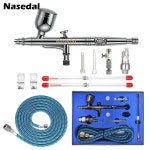 Nasedal 듀얼 액션 에어 브러시 스프레이 건, 케이크 모델 메이크업 자동차 아트 DIY 도구, 0 3mm, 7cc, 2mm, 5mm : 메이크마켓-makemark