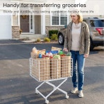 바퀴 달린 세탁 바구니 - 카트 침실용 욕실 세탁실 흰색 금속 와이어 : 테라슬