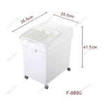 F8890 재료 보관함 정리함 바퀴 달린 폴리프로필렌 박스 숟가락이 포함된 흰색 선반 상업용 : 퍼헬시