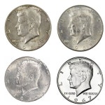 1964 1965 1966 1967 케네디 하프 달러 동전 - 4개 세트 미순환 : 선셋룸