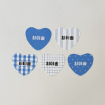 네모닛 통통 하트 패턴 방수 네임스티커 1장 45개 / 레드 체크 무광 어린이집 이름표 : 네모닛