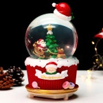 크리스마스 선물 소녀 뮤직 평화로운 결정구 박스 소년 산타클로스 장식 회전하는 1 서 있는 인형 음악 컬러 조명 흔들리는 눈 : 다담았다