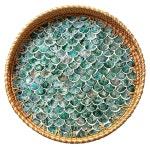 정글 컬처 라탄 서빙 트레이 12인치, 펄 인레이의 어머니와 함께 u2022 코스탈 보호 컬렉션 수제 직조 가정용 손잡이 원형 식탁 위커 바구니... 