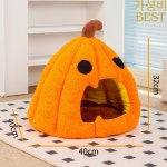 할로윈 3D 호박 고양이 모래 가을 겨울 따뜻한 두꺼운 침대 반 밀폐형 개집 애완 동물 용품 : 다크템플러