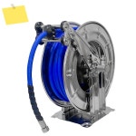 25미터 벽걸이형 정원 관개 스프링 자동 고압 온수 식품용 스테인리스 호스 릴 : 힘센농부