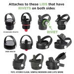 Gearproz 하이드로 플라스크 뚜껑용 핸들, 파라코드 클립온 핸들은 넓은 표준 입구 물병 캡의 플렉스 스트랩 교체 블랙. 1 : 온슈어샵