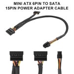 ELFJMZP Mini ATX 6핀-SATA 15핀 전원 어댑터 케이블, SATA HDD /SSD /광학 드라이브 전원 45cm+15cm용 CT1250 /ECT1205 /ECT12 : 레이즈1