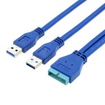 2 포트 USB 3.0 타입 A 수컷 - 20핀 헤더 수컷 어댑터 케이블 코드 0.25m : 가장의구대