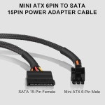 ELFJMZP Mini ATX 6핀-SATA 15핀 전원 어댑터 케이블, SATA HDD /SSD /광학 드라이브 전원 45cm+15cm용 CT1250 /ECT1205 /ECT12 : 레이즈1