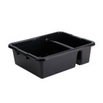 소로 에센셜 - 21-1/4인치 x 17-1/4인치 x 7인치 깊은 상업용 분할 버스 박스 블랙 컬러 폴리에틸렌- 유틸리티 버스 욕조 음식 서비스 버스 욕조... 