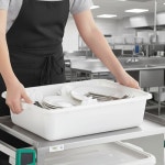 소로 에센셜 - 21-1/4인치 x 17-1/4인치 x 5인치 깊은 상업용 버스 박스 욕조 흰색 플라스틱 - 토트 박스 박스 유틸리티 버스 욕조 음식 서비스... 