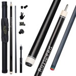 Ray speed 탄소 섬유 당구 낮은 큐 성인용 핀 편향 12.5mm 포켓볼 풀 조인트 전문 스틱 Uni-loc 포함 기술 Black : 엠디제이엔