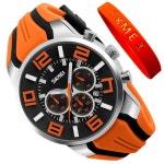 SKMEI 남성용 실리콘 밴드 영 방수 스포츠 패션 캐주얼 라지 빅 페이스 크로노그래프 럭셔리 야광 아날로그 쿼츠 블랙 손목시계 선물 G9128b... 