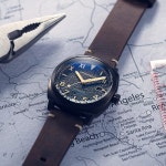 스피너커 남성 42mm 선체 캘리포니아 자동 화산 블랙 3 핸드 워치, 가죽 스트랩 SP-5071-03 : 호라니네