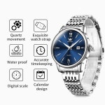 OLEVS 남성 실버 시계 클래식 럭셔리 방수 시계 남성용 아날로그 쿼츠 스테인리스 스틸 남성 드레스 시계 캐주얼 손목 시계 라지 페이스 데이... 