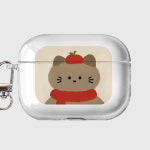 투명에어팟 버즈 포근냥 투명하드 프로3 심플한 고양이 딸기 사과 : On94