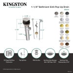 킹스턴 브라스 KB1003 팝업 배수구 오버플로, 앤티크 7 81 x 2 13 1 Brushed Nickel/Polished : 자몽셀렉트74