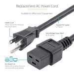 StarTech.com 10피트(3m) 헤비 듀티 전원 코드, NEMA 5-15P ~ C19 AC 15A 125V, 14AWG, 컴퓨터 PDU 및 네트워크 장비용 게이지 케이블... 